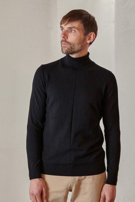 Pull col roulé en coton bio | noir "avid rollneck jumper - eco black"