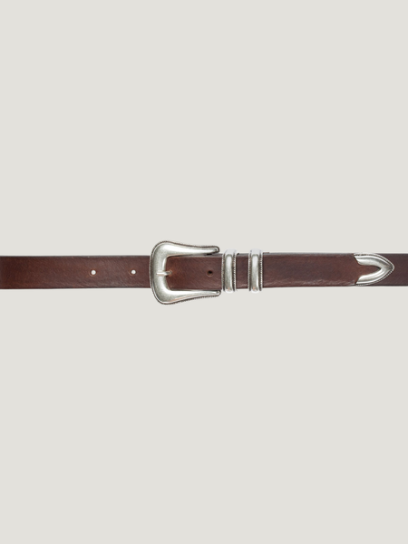 Gürtel aus pflanzlich gegerbtem Leder | Braun "western silver belt - dark brown", Nudie Jeans, Foto 4