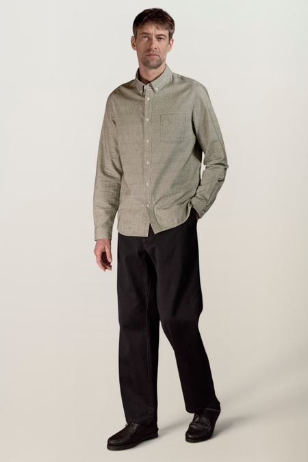 Chemise en coton bio | rayé vert "Ken eco brushed cotton striped green", About Companions, photo 3