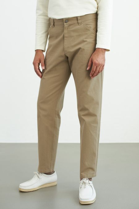 Pantalon droit en coton bio | beige "olf ref eco ripstop pale khaki"