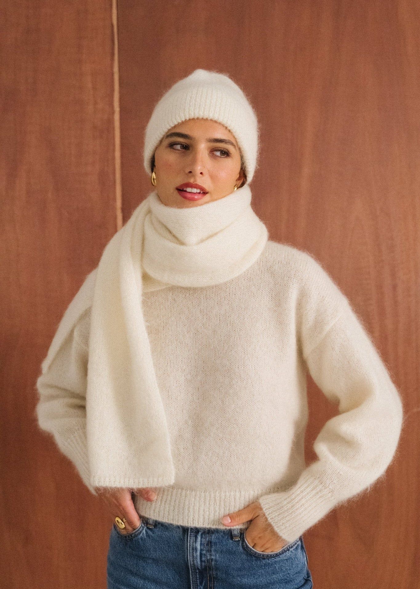 Echarpe en mohair certifié | écru "éléanore", Bonjour Demain, photo 3