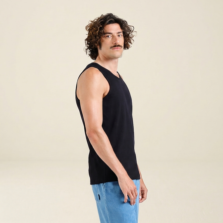 Marcel noir en coton bio | noir "Rib tank top forsa" - Dedicated