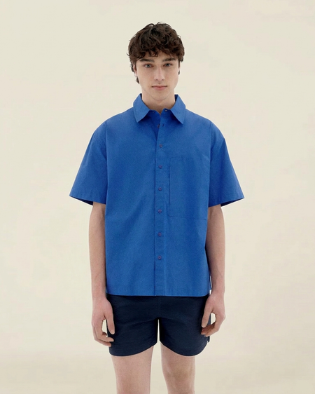 Chemise en coton bio | bleu "indigo kurt shirt"