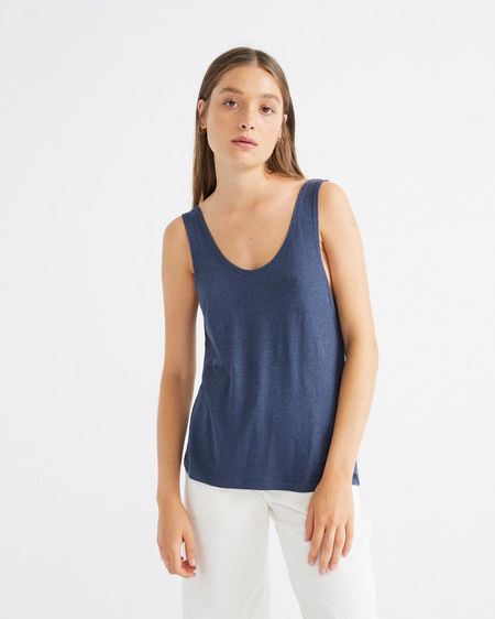 Débardeur bleu marine en chanvre et coton bio - hemp tank top