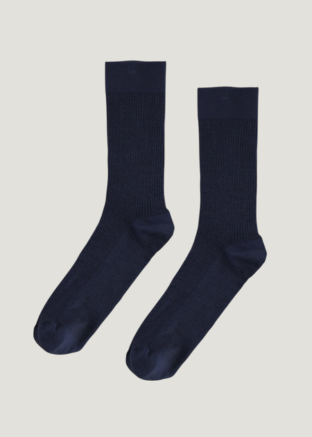 Chaussettes hautes marines en coton bio - navy blue