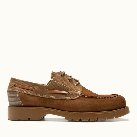 Derbies made in france en cuir de velours certifié | marron "donato cord cognac marron kaki"