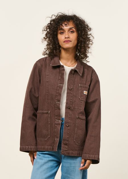Veste denim en coton bio | marron "ada workwear - jacket-espresso" - Nudie Jeans