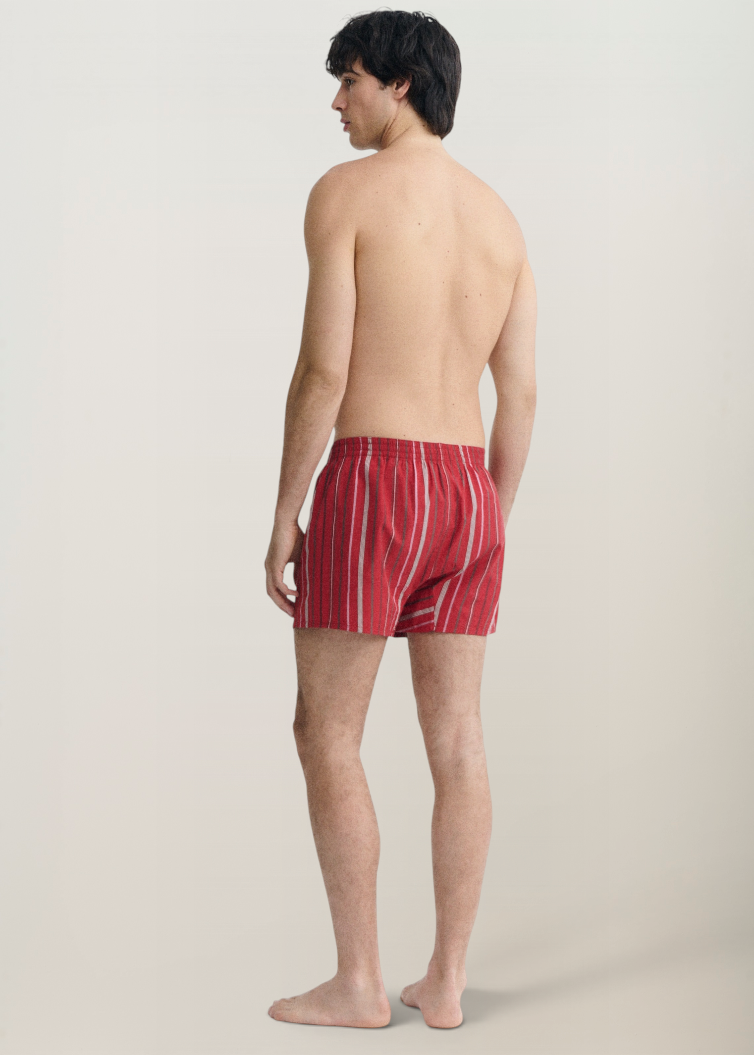 Boxer en coton biologique | rouge "Red steffi stripes boxer - multicolor", Thinking Mu, photo 3