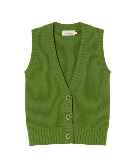 Gilet sans manches en laine certifiée | vert "parrot green ginger knitted vest"
