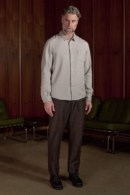 Chemise en coton bio | beige "Simon eco flannel cold brown", About Companions, photo 4
