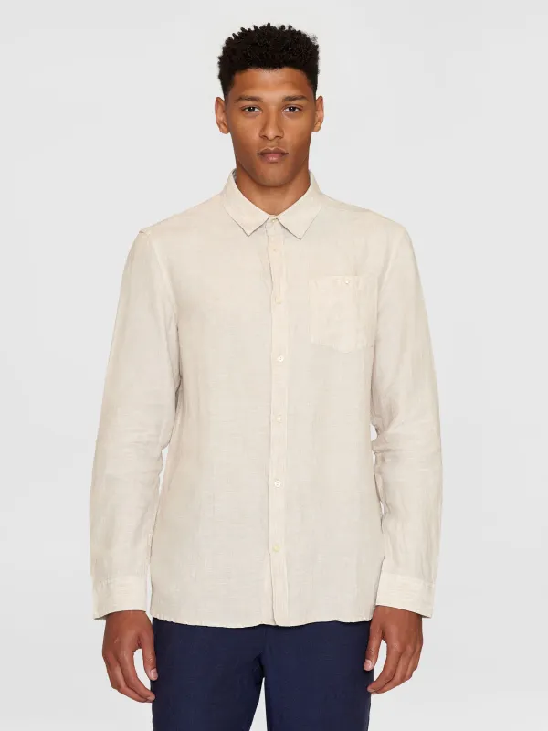 Chemise en lin biologique | gris "regular linen shirt light feather gray", Knowledge Cotton Apparel