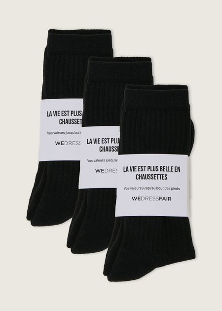 Pack de 3 paires de chaussettes en coton bio | noir - WeDressFair