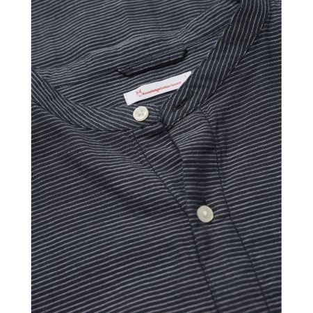 Chemise col mao rayée bleu nuit en coton bio - larch, Knowledge Cotton Apparel, photo 4