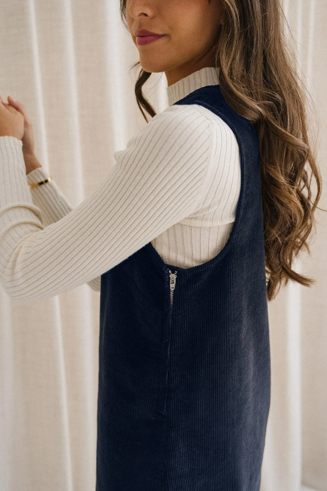 Robe chasuble velours en coton bio | marine "olympe", Bonjour Demain, photo 3