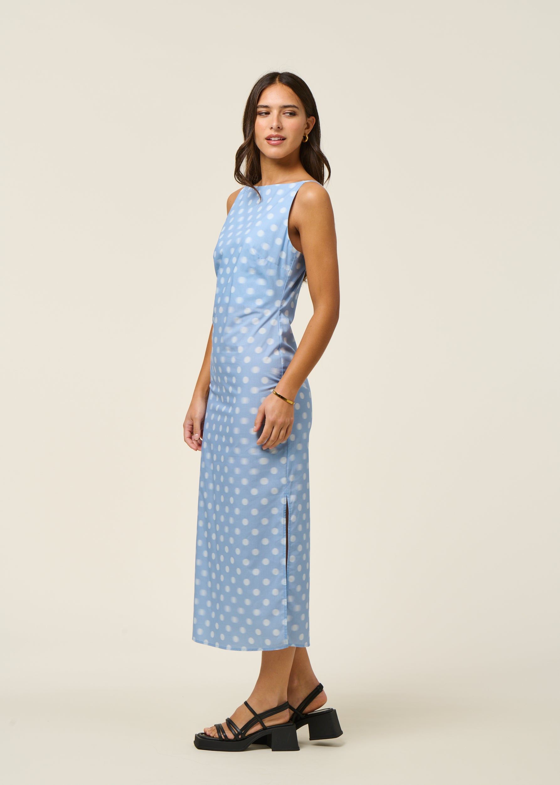 Kleid aus Bio-Baumwolle und Lyocell | Himmelblau "puntets blue sunniva dress - blue", Thinking Mu, Foto 3