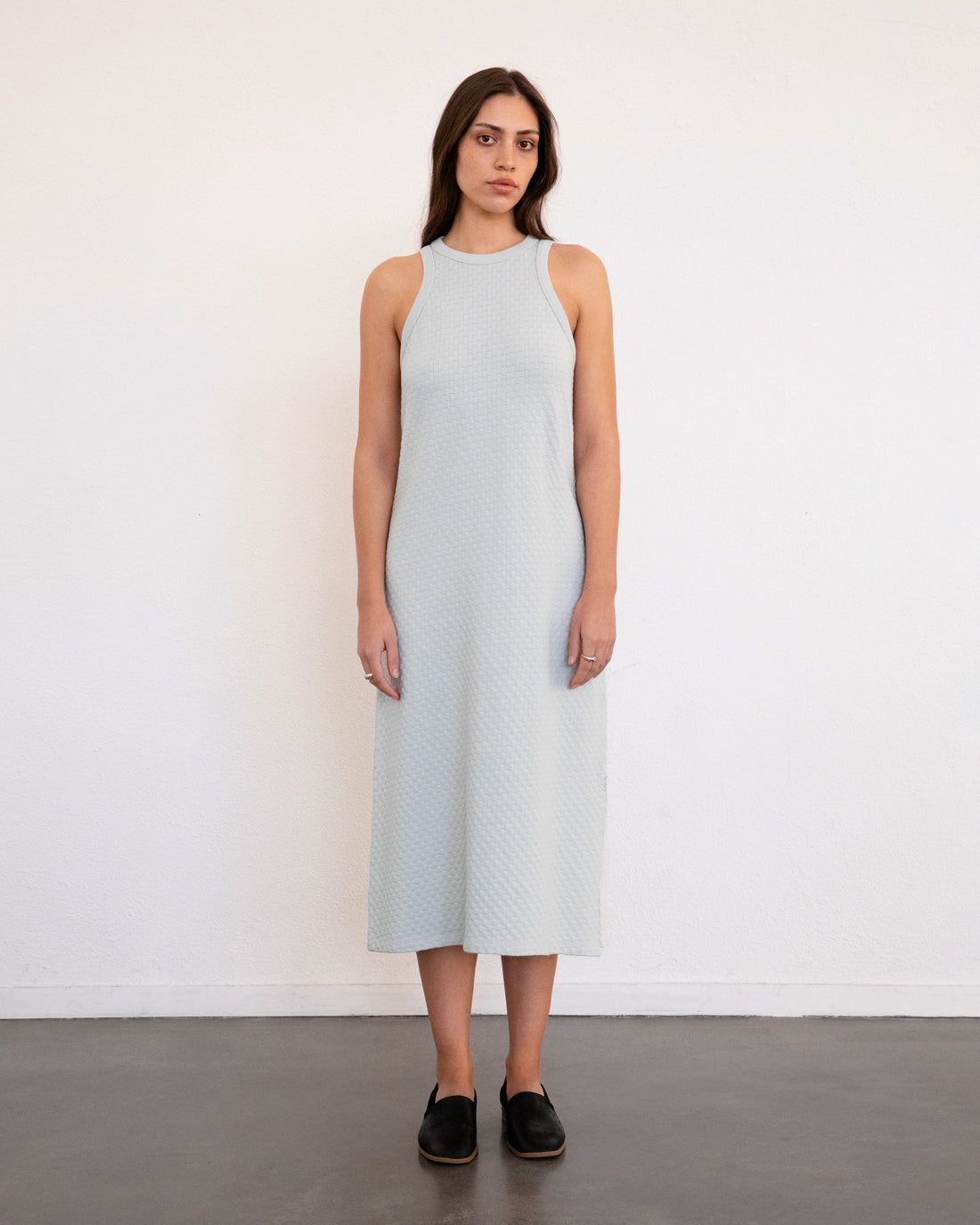 Robe midi en coton bio | bleu ciel "knit dress - moonlight grey", Rotholz, photo 3