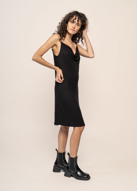 Robe courte noire en tencel - mini dress helen black, Jan'n June, photo 4