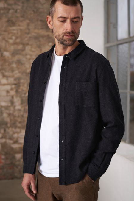 Chemise Homme En Flanelle Rouge Structure - Taille L, Manches Longues, Boutonnage
