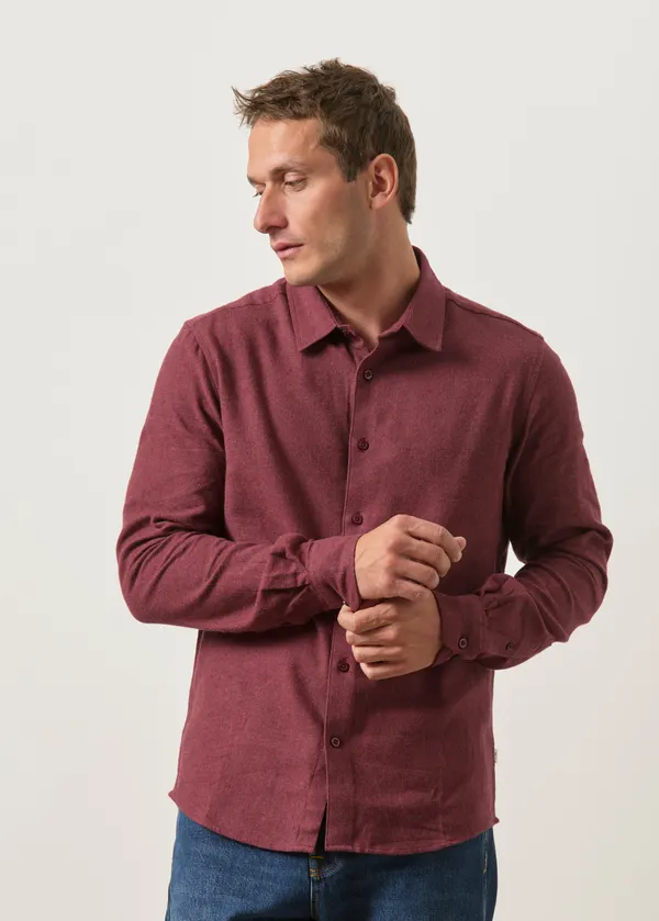 Chemise flanelle en coton bio | bordeaux "dune regular flannel shirt - burgundy", Knowledge Cotton Apparel