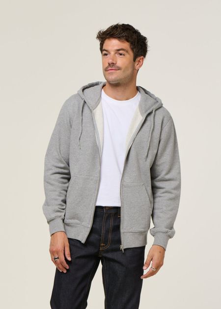 Sweat zippé en coton bio | gris "heather grey"