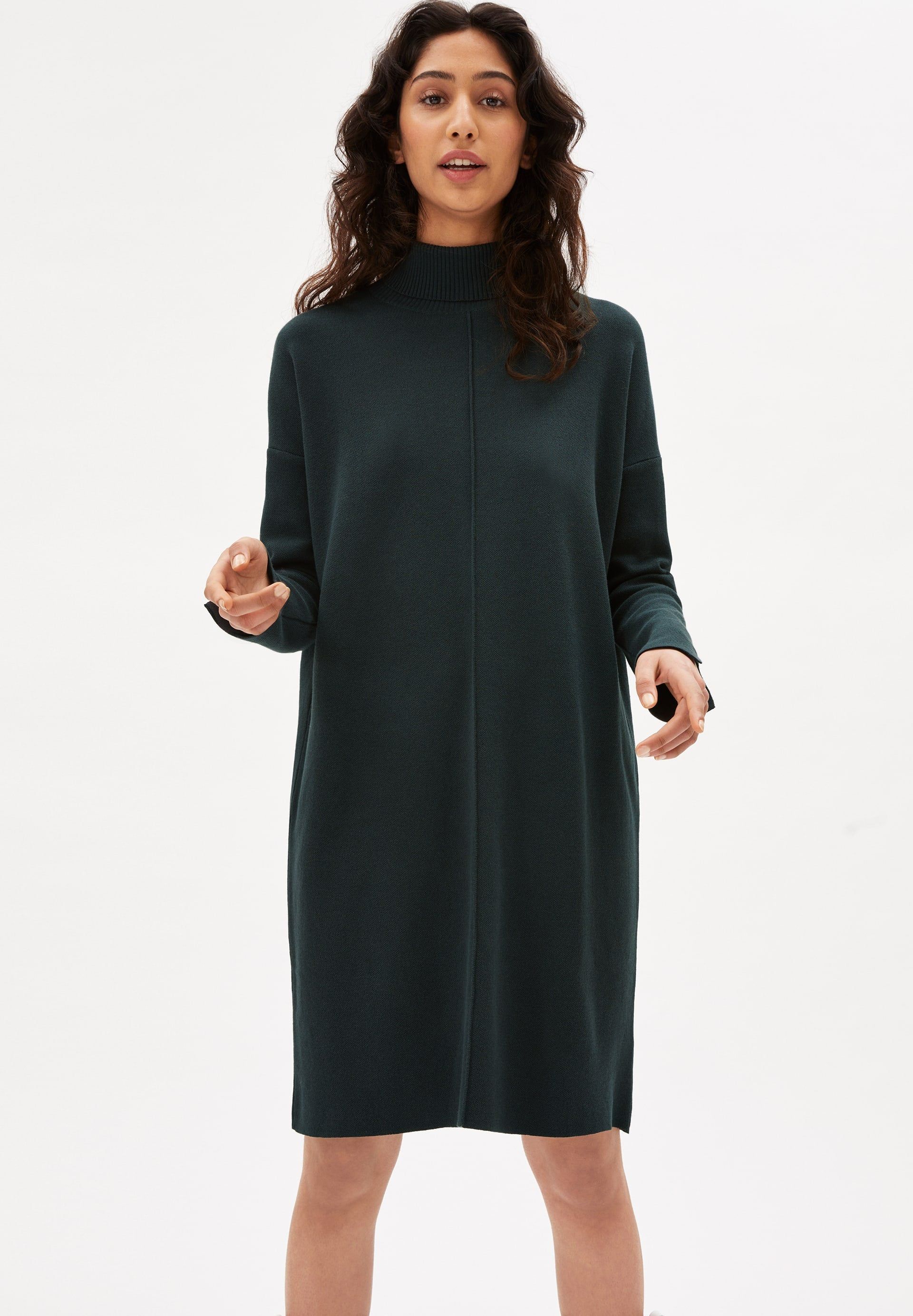 Robe pull à col roulé vert bouteille - siennaa vintage green, Armedangels, photo 1