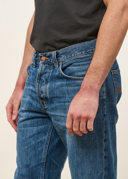 Jean droit large en coton bio | bleu "rad rufus raw tracks" - Nudie Jeans