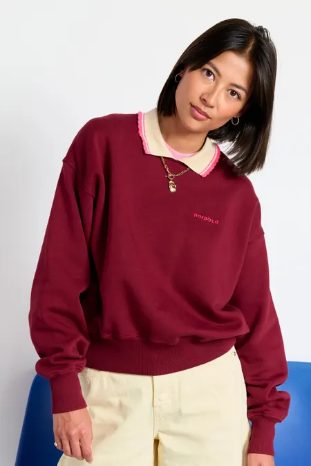 Sweat en coton bio | bordeaux "Geri stripped bordeaux", Perpète