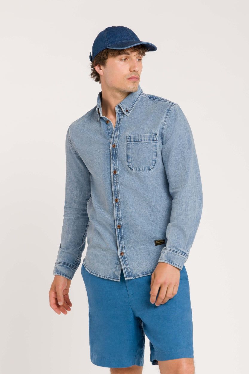 Short en lin | bleu "reagan dark blue", Kings of Indigo, photo 4