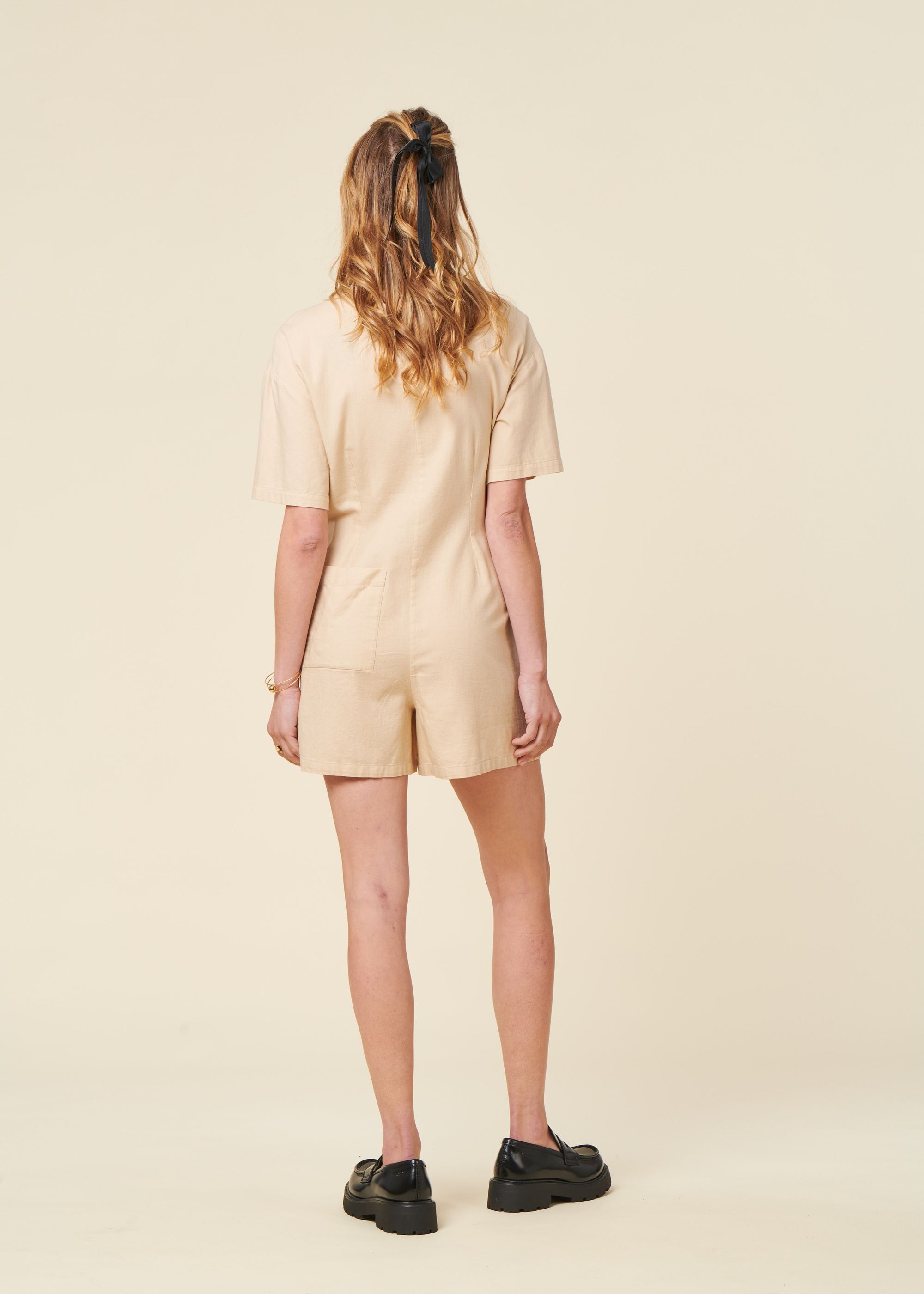 Combishort en coton bio | écru "marygold roberta jumpsuit", Thinking Mu, photo 2