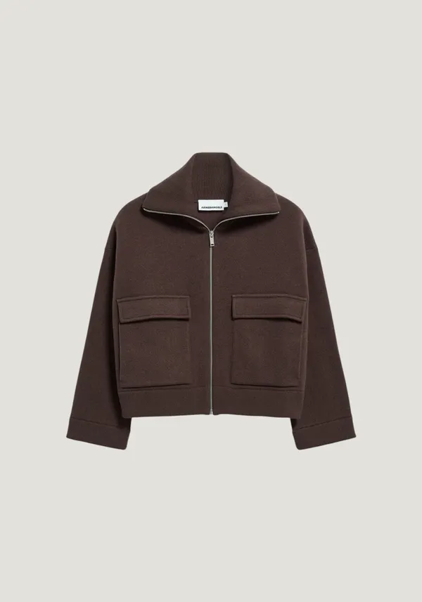 Veste en matières biologiques et recyclées | marron "cotton-wool knit jacket - claystone", Armedangels