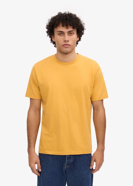 T-shirt jaune moutarde en coton bio - burned yellow