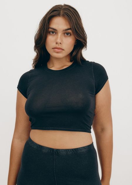 T-shirt court en coton bio | noir "core baby tee black"