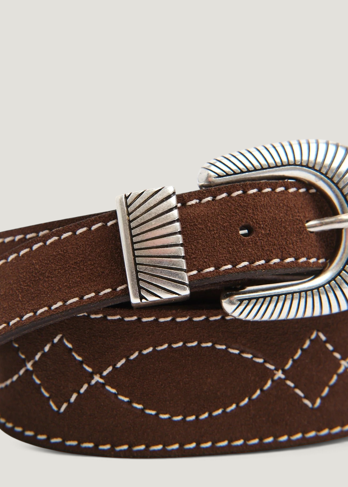 Ceinture en cuir à tannage végétal | marron "Western ranch suede belt - toffee-brown", Nudie Jeans, photo 2