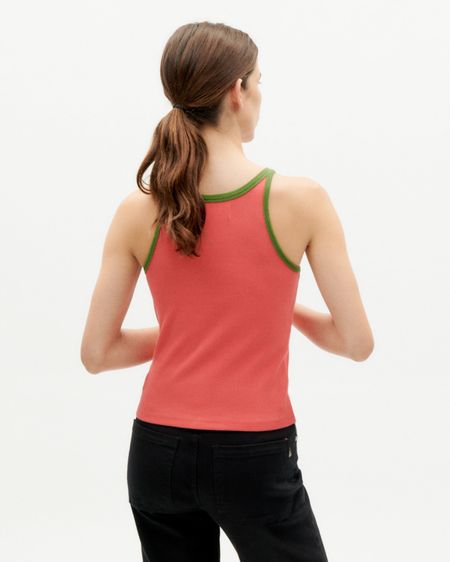 Tanktop aus Bio-Baumwolle | Rosa und Grün "sugar pink harriet top", Thinking Mu, Foto 3