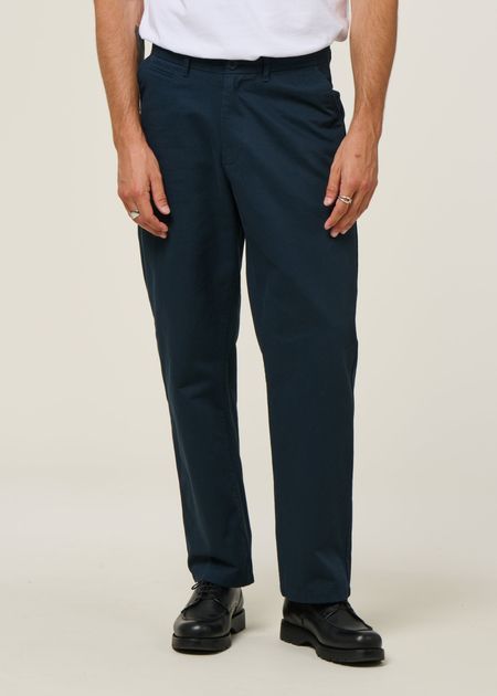 Chino droit en coton bio | marine "flint twill chino - total eclipse"
