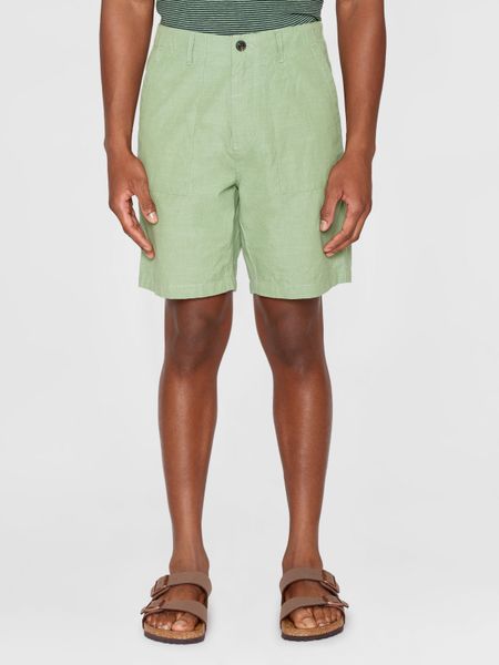 Short en coton bio | vert "flint wide slub yarn shorts shale green"