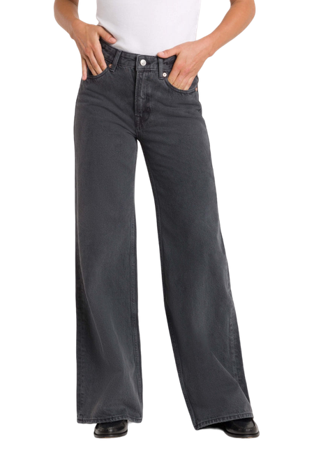 Jean ample en coton recyclé | noir "jane - eco recycled grey worn"