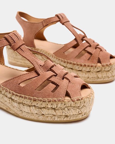 Espadrilles compensées en cuir certifié | marron "bemol brown" - Naguisa