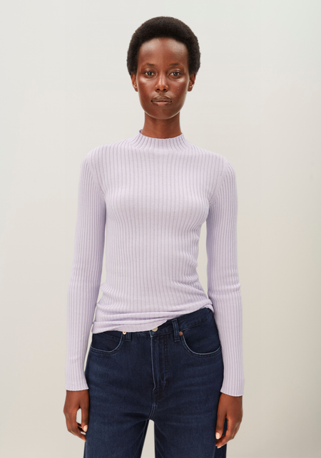 Sous-pull côtelé en coton bio | violet "Alaania knit sweater - moonlit lilac" - Armedangels