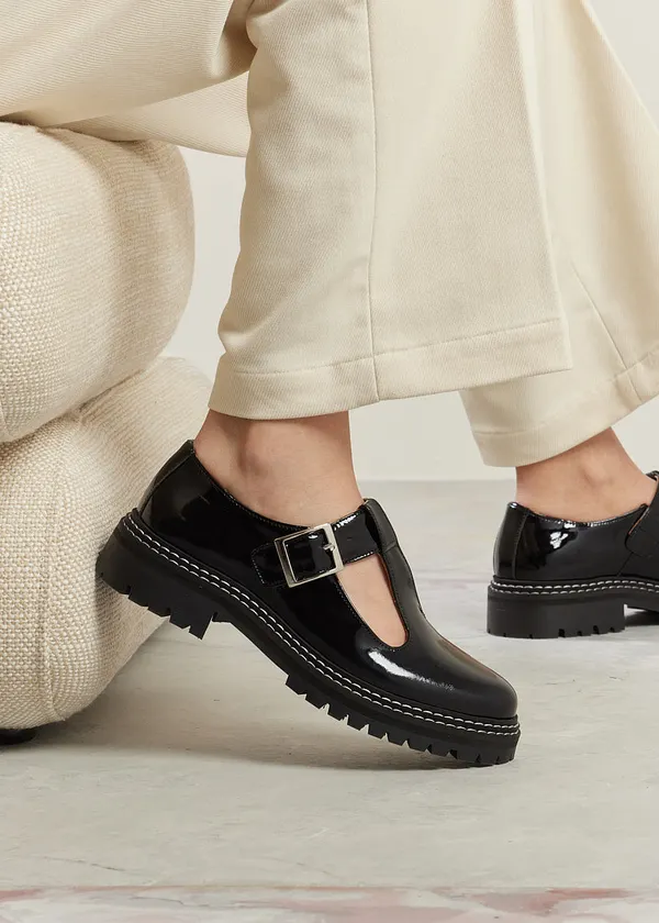 Derbies en cuir vernis certifié | noir "romane", Odaje ex M.Moustache