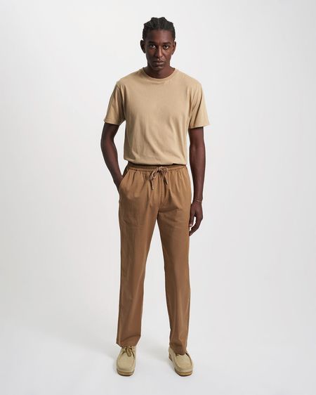 Pantalon droit en coton bio | marron "sahara camel"