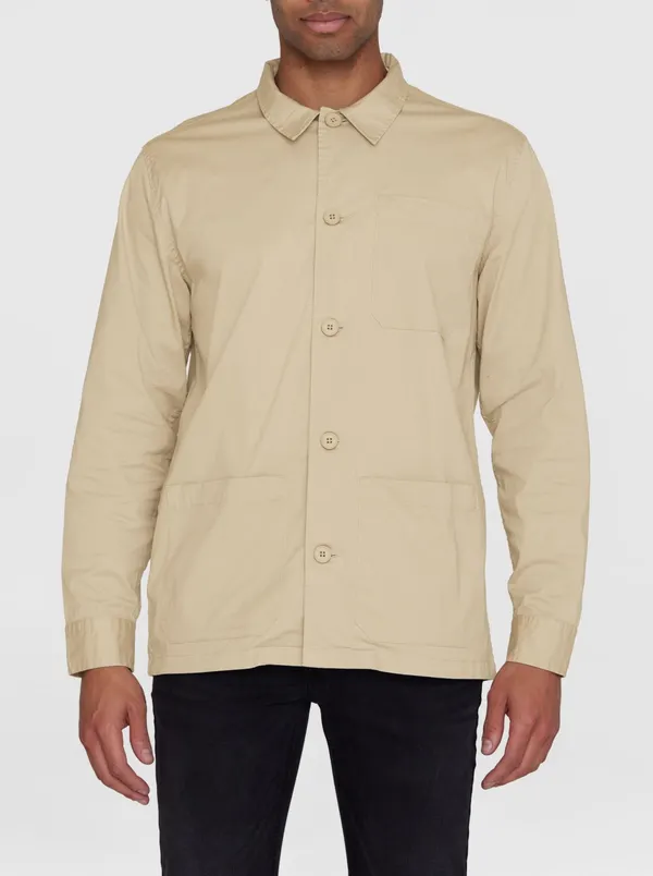 Overshirt aus Bio-Baumwoll-Twill | Beige "chuck twill overshirt light feather gray", Knowledge Cotton Apparel