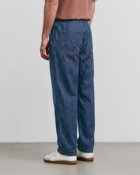 Pantalon ample léger effet denim en coton bio | bleu denim "Wide pant recycled cotton - washed denim" - Rotholz
