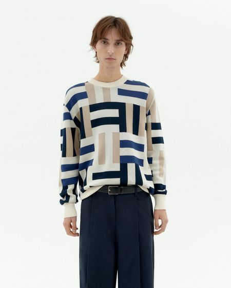 Pull en coton biologique | multicolore "field navy khem knit sweater - multicolor"