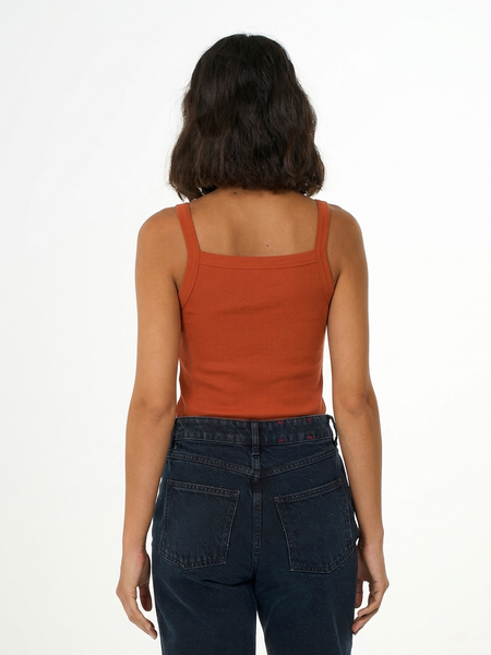 Débardeur en coton bio | rouille "rib strap top - burnt brick" - Knowledge Cotton Apparel