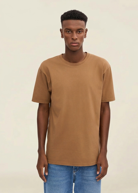 T-shirt manches courtes en coton bio | marron "sahara camel"