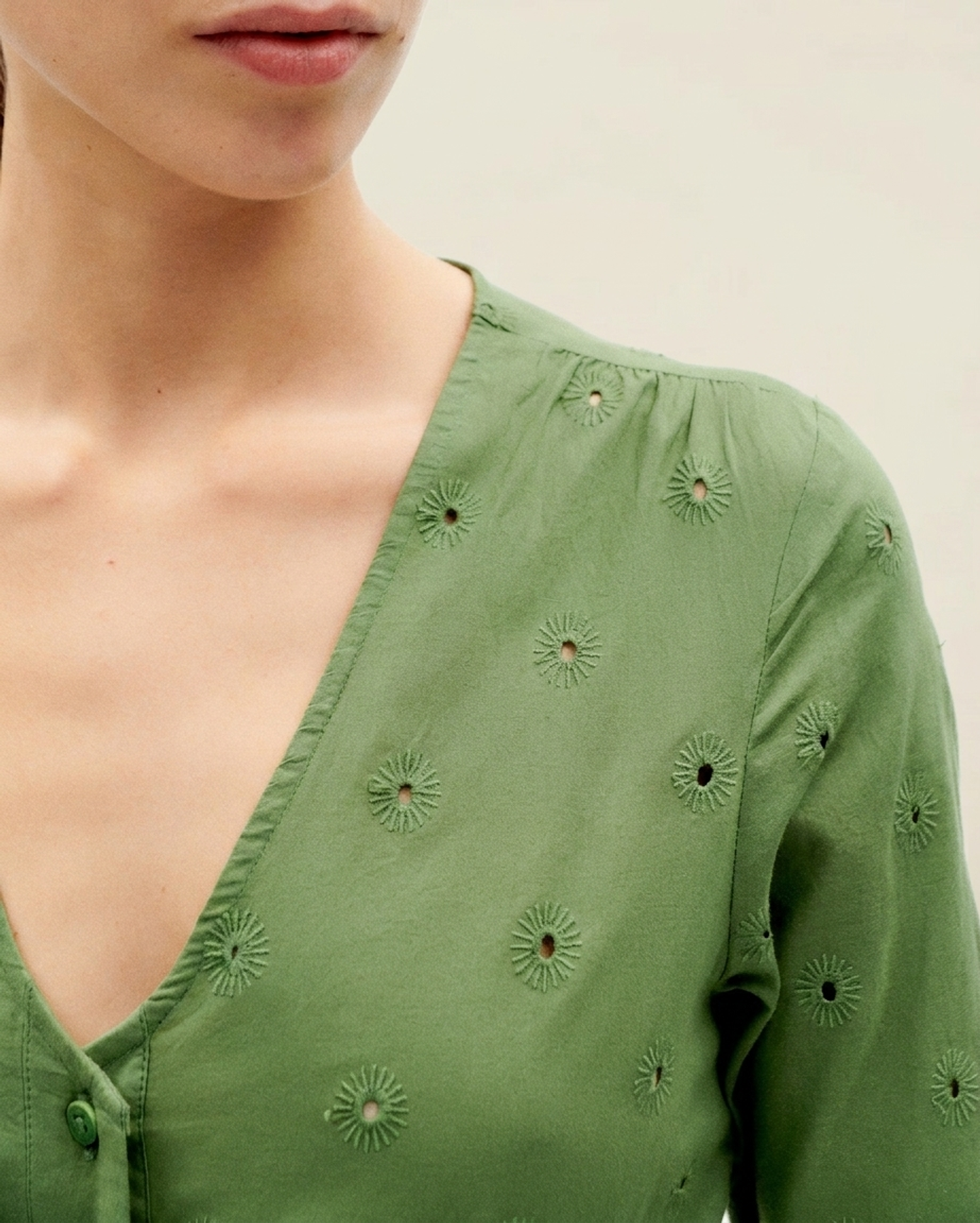 Robe à motifs en coton bio | vert "cactus shiffli camelia dress", Thinking Mu, photo 2