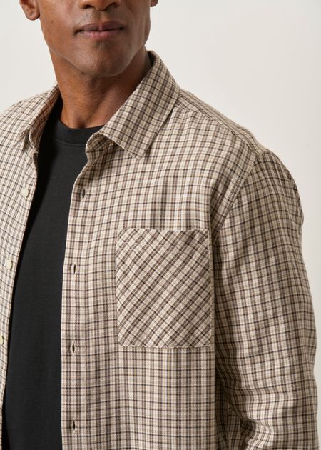 Chemise flanelle à carreaux en coton bio | beige "dune regular check shirt 7033 creme check" - Knowledge Cotton Apparel