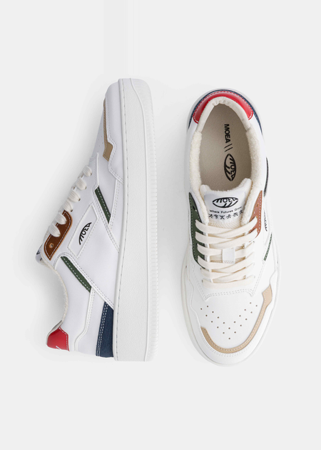 Baskets vegan | blanc détails multicolores "origin - all in evergreen - mixed colors" - Moea