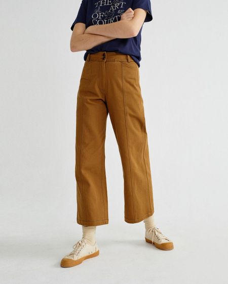 Pantalon large camel en coton bio - kupalo